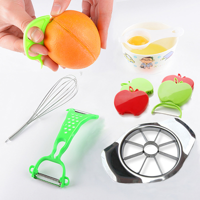 全不锈钢切果器 刨丝器+打蛋器+蛋清分离器+开橙器+小苹果