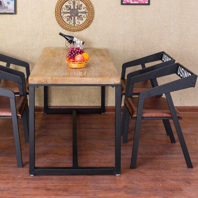 欧式复古铁艺实木餐桌椅 酒吧桌咖啡店桌椅 奶茶店桌椅定制loft
