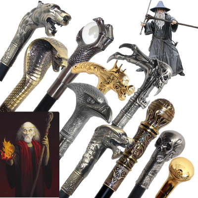 COS骷髅巫师魔杖 水晶球魔法杖 国王权杖 埃及权杖魔法师权杖包邮