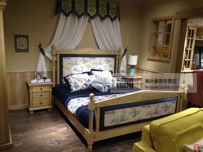 原创设计法式乡村软包双人床做旧工艺1.8米全实木大床