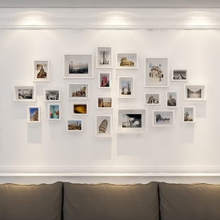 23框创意组合实木照片墙 客厅挂墙相框墙 沙发背景现代简约相片墙