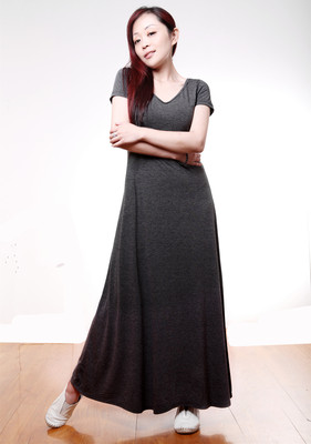 2015夏季新款韩版大码女装连衣裙长裙莫代尔V领宽松胖mm显瘦欧美