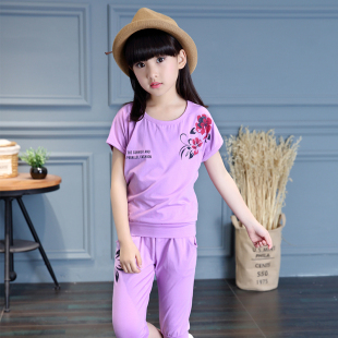 女童夏装2016新款韩版休闲运动童装夏季短袖两件套潮儿童套装