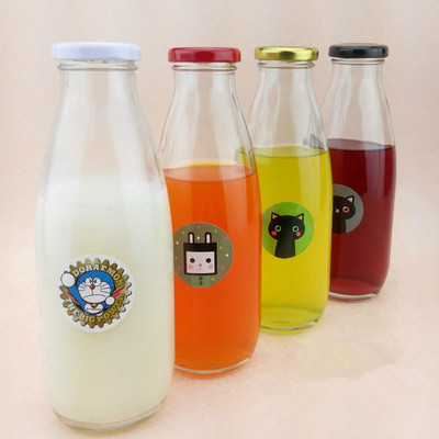 清仓透明奶茶瓶酸奶瓶冷泡茶瓶果玻璃瓶牛奶瓶子金属盖可定制logo