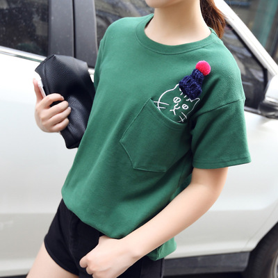 2016夏季新款韩版休闲修身百搭纯棉半袖T恤女学生打底衫体恤