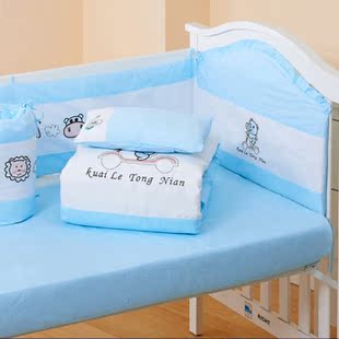 婴儿床围纯棉四季使用可拆洗防撞透气挡板婴儿床上用品四八件套