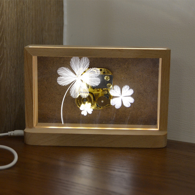 北欧LED创意木质3D夜灯宜家相框音乐盒八音盒 创意七夕情人节礼物