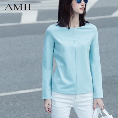 AMII艾米旗舰店2015秋装新款女装 修身显瘦女式长袖Ｔ恤衫打底衫