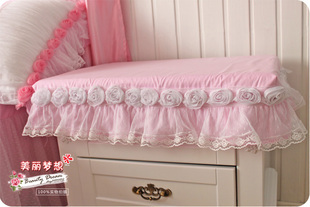 韩国提花网纱蕾丝 韩式布艺床头柜套罩 床头柜防尘罩粉色田园特价