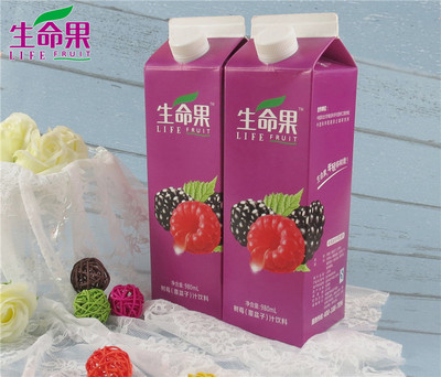 生命果20%树莓汁果蔬饮料浓缩果汁纸盒装980ml*4包果汁饮料包邮