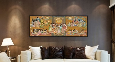 中国宫廷壁画 中式客厅装饰画 卧室挂画沙发背景墙国画有框