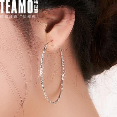 925银大耳圈圆形耳环女韩国气质时尚夸张个性性感耳坠防过敏饰品