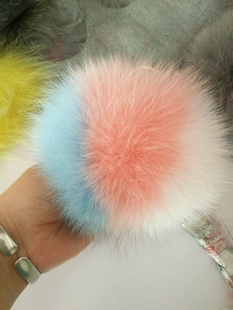 新款韩版 超大狐狸毛毛球挂件 撞色毛毛钥匙扣 包包配饰礼物