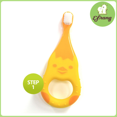 韩国正品1-2岁婴幼儿牙刷宝宝软毛护齿柔软清洁口腔训练硅胶进口