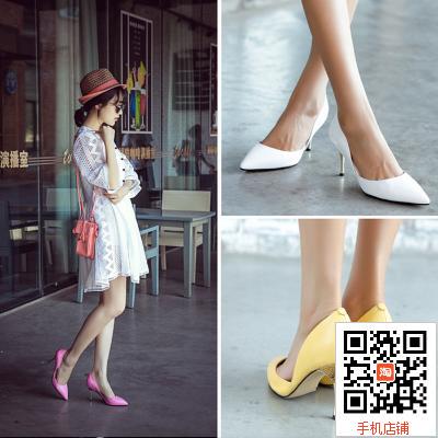 韩版新款特价包邮女式单鞋鞋子 浅口尖头高跟细跟真皮女鞋单鞋女
