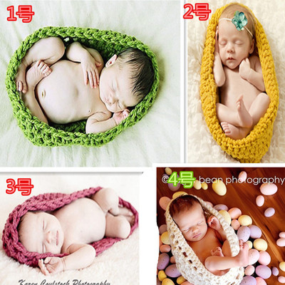 儿童摄影服装新款婴儿睡袋 满月百天宝宝新生儿拍照毛线造型衣服