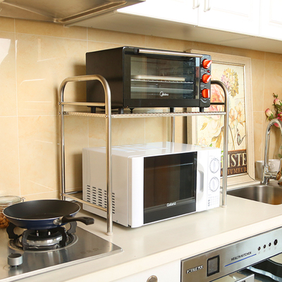 美宜洁厨房置物架不锈钢微波炉置物架单层收纳层架烤箱架储物架