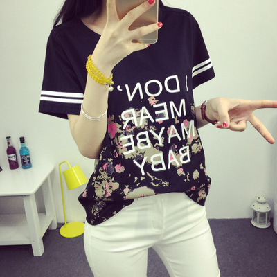 2016爆款夏季女装韩版上衣印花字母大码短袖女士T恤新款潮流
