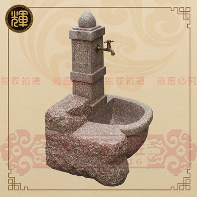 石雕水景日式鱼缸装饰品落地家居流水喷泉摆设招财风水轮摆件定制