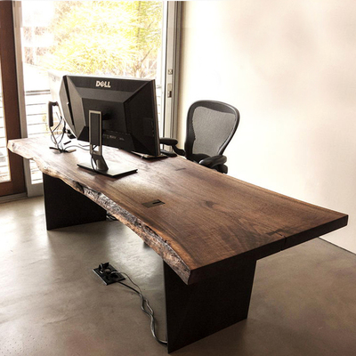 昆明老板桌简约现代办公家具大板桌大班台美式铁艺实木新款办公桌