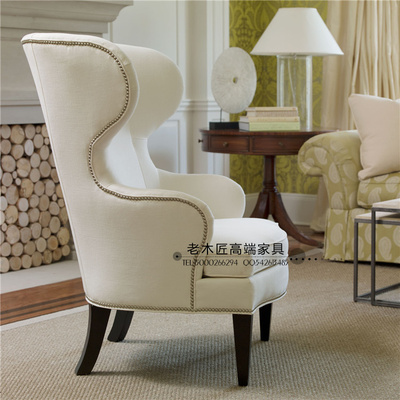 美式斑马纹布艺单人沙发欧式新古典老虎椅时尚软包休闲椅实木家具