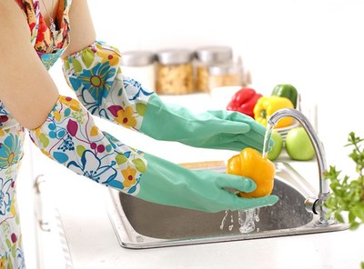加绒冬季清洁家务手套保暖加厚护肤乳胶手套洗碗洗衣橡胶防水包邮