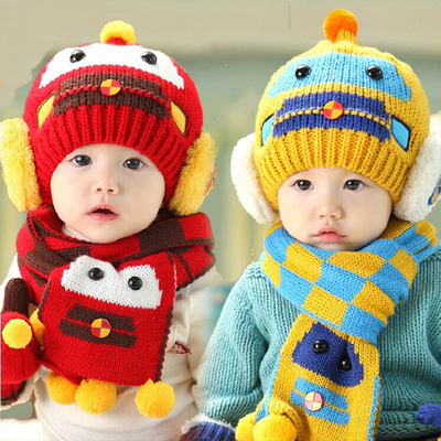 儿童冬季3-6-12个月女宝宝毛线帽婴儿帽子秋冬男1-2岁女童护耳帽