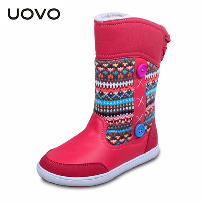 UOVO女童棉靴2015冬季新款女童靴子儿童高筒靴中小童圣诞礼品靴