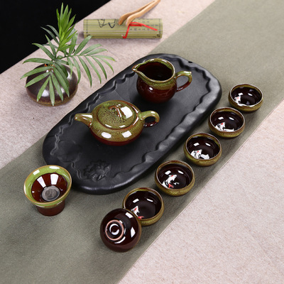 2016年款 德化陶瓷茶具 色釉功夫茶具 纯手工窑变瓷套装 厂家直销