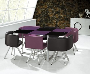 一桌六椅 洽谈桌椅 现代简约餐桌椅 组合 咖啡厅店铺用桌饭桌包邮