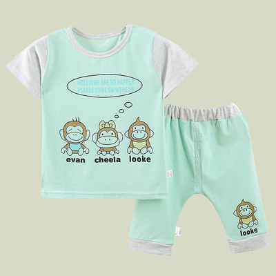奥戴尔夏装1-2-3-4-5岁宝宝套装男童装潮女童婴儿短袖两件套夏季