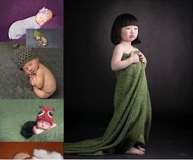 2017新款韩版儿童拍摄影服装欧美风格拍照宝宝麻布毛绒布主题毯子