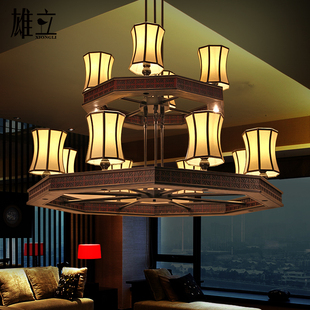 新中式吊灯现代中式酒店工程餐厅吊灯仿古铁艺客厅吊灯复古灯具
