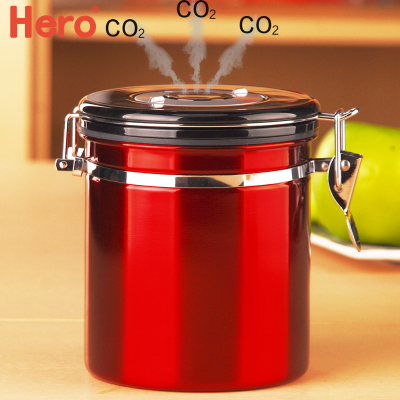 Hero 密封罐 304不锈钢储物罐茶叶咖啡豆干果保鲜罐 排气设计