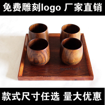 创意实木水杯茶杯 复古日式木质杯子 咖啡杯马克杯 个性logo定制