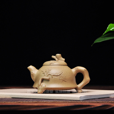 宜兴原矿紫砂壶茶壶茶具收藏茶道全手工三足树桩老段泥150CC