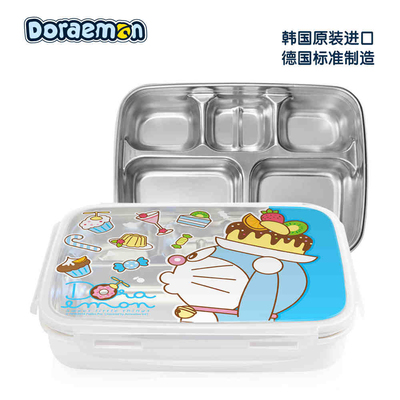 韩国进口迪士尼不锈钢分格便当餐盒便当盒儿童宝宝辅食碗学生餐盒