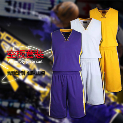 新款NBA球衣空板篮球服套装男订制科比湖人团购定制印号比赛队服