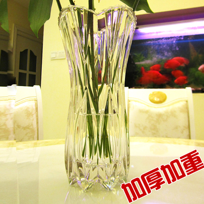 包邮 加厚加重富贵竹百合玫瑰经典仿水晶透明水培玻璃花瓶花器