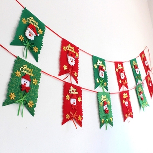 圣诞节装饰品圣诞老人拉旗吊旗六面旗 圣诞八面旗吊顶装饰品挂旗