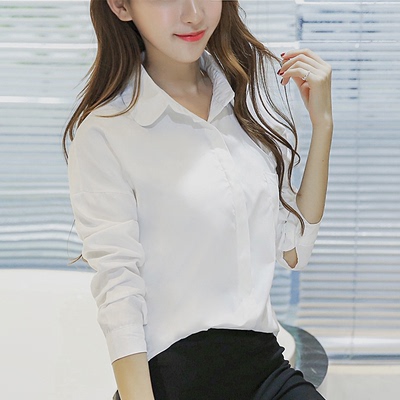 长袖衬衫女2016秋冬新款韩版时尚娃娃领白色打底衫潮