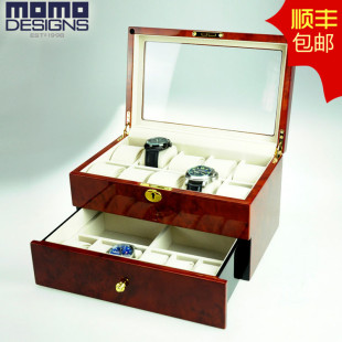 momo手表盒 木制手表收纳盒子 名表收藏盒豪华钢琴烤漆16表位包邮
