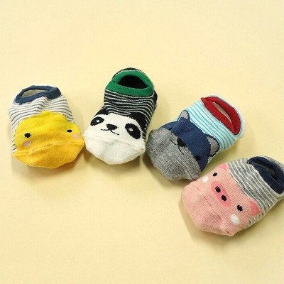 韩国全棉婴幼儿童宝宝硅胶防滑隐形船袜卡通小动物地板袜