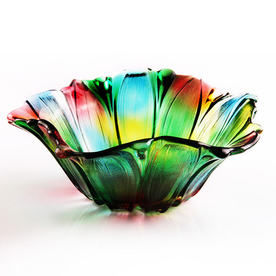 弗莱文茨无铅玻璃水果盘创意时尚珠光宝气玻璃小号糖果盆