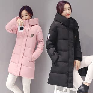 2016冬装新款韩版中长款棉衣女羽绒棉服修身加厚连帽大码棉袄外套