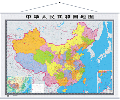 【买一赠三】2016全新 中华人民共和国地图 1.6米*1.2米 中国地图挂图 双全无拼接 办公 商务 教室 书房专用挂图 中国地图挂图超大