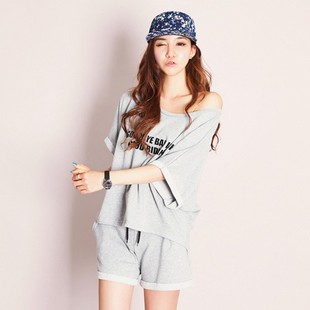睡衣鱼鳞布女夏季短袖韩版女士睡衣薄款运动套装可外穿家居服