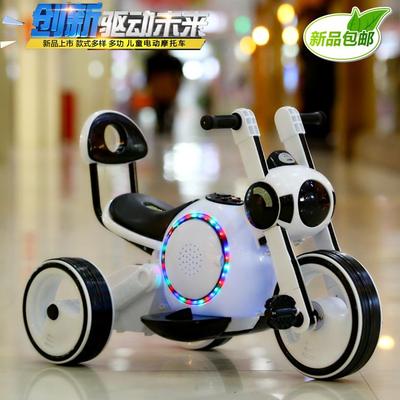 太空新款白色2岁4岁狗儿童电动摩托宝宝可坐三轮车时尚仿真玩具车