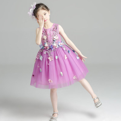 六一儿童节女童礼服儿童连衣裙紫色花仙子公主裙蓬蓬纱裙女孩裙子