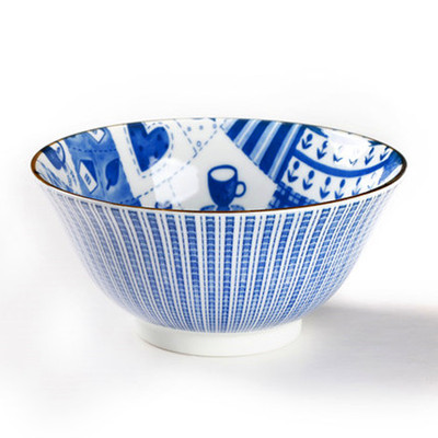 日本原装进口伊陶碗创意日式餐具 5.5寸/6寸饭碗汤面碗陶瓷碗蓝色